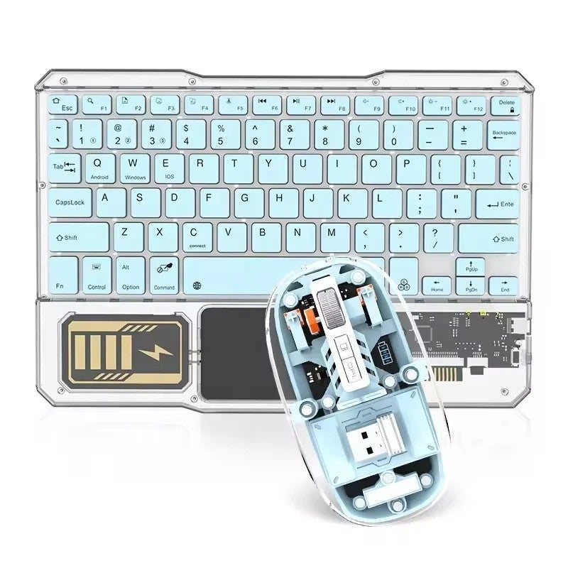 Y&D New Mini Wireless Gaming Keyboard Mouse Combo - Bluetooth 5.0 + 2.4G, 7-Color RGB Backlit, Transparent Design for PC, Laptop, Phone - Image 5